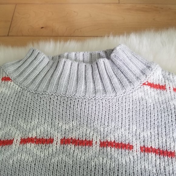 Simons | Abstract pattern oversized knit sweater gray S/P - Picture 3 of 10